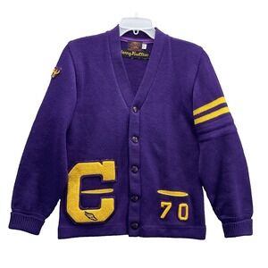 VTG Kandel 100% Wool Cardigan Men's Medium Varsity Academia Crest Y2k Preppy USA